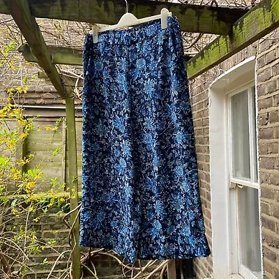 H&M Floral Trousers-Loose Fit Blue Culottes EUR 42-Size 14 • £7.50