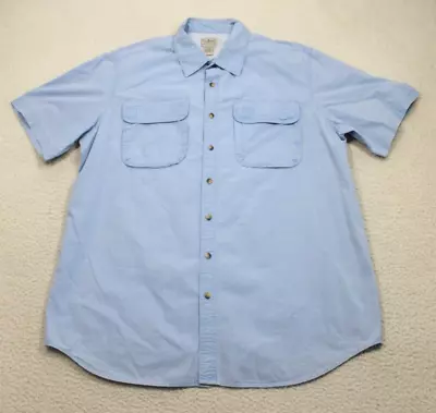 L.L. Bean Shirt Men's XLT Blue Cotton Button Up Short Sleeve Mesh Fishing Vented • $22.99