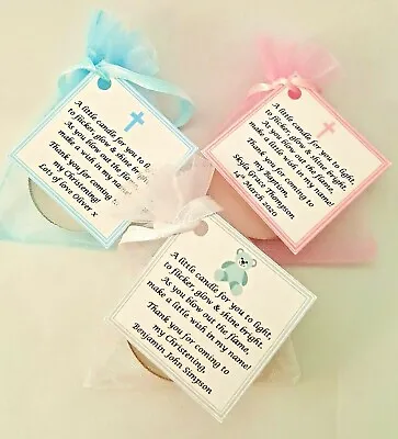 £7.49 • Buy 10 X CHRISTENING / BAPTISM FAVOURS Vanilla Candle Tealights - Personalised Name