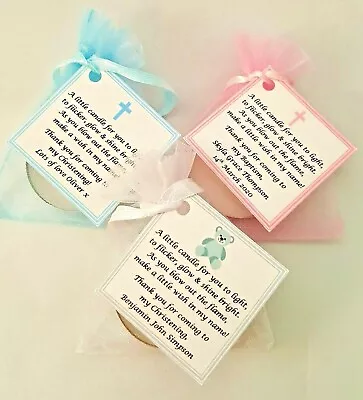 £5.95 • Buy 10 X CHRISTENING / BAPTISM FAVOURS Vanilla Candle Tealights - Personalised Name