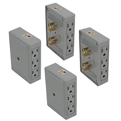 Litesun 4 Pack Side Entry Outlet Plug 6-Way Electrical Socket Splitter Wall Tap • $33.90
