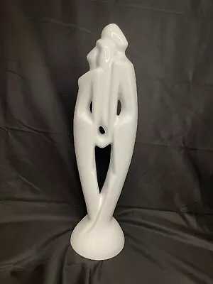 MCM Haeger 1993 RENDEZVOUS Loving Couple Statue 20” White Glossy Pottery Art • $45