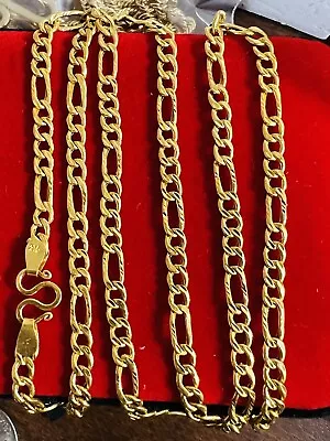 22K 916 Fine Yellow Real UAE Gold Mens Women’s Figaro Necklace 22” Long 9.96 4mm • $1970.10