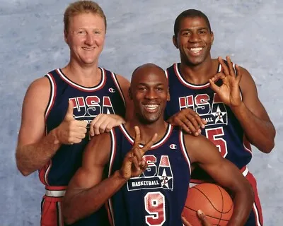 Michael Jordan Magic Johnson & Larry Bird Team USA Color 8x10 Photo • $6.99