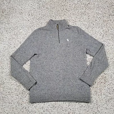Abercrombie Fitch Sweater Mens Medium Gray Quarter Zip Pullover Knit Moose Adult • $18.95