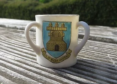 W H Goss Crested Three Handled Miniature Loving Cup Tyg 4cm Isle Of Wight Ryde • £9.99