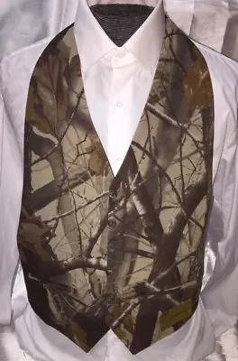 Realtree Hardwoods Camo Reversible To Black Backless Mens Vest Wedding Prom • $20