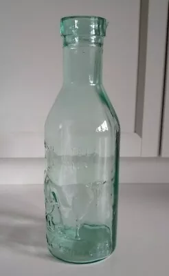 Absolutely Pure Quart Milk Bottle Pour Spout Embossed Cow Green Glass Country • $23.95