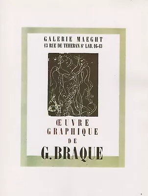 1989 VINTAGE  BRAQUE OEUVRE GRAPHIQUE  MOURLOT MINI POSTER COLOR Art Lithograph • $2