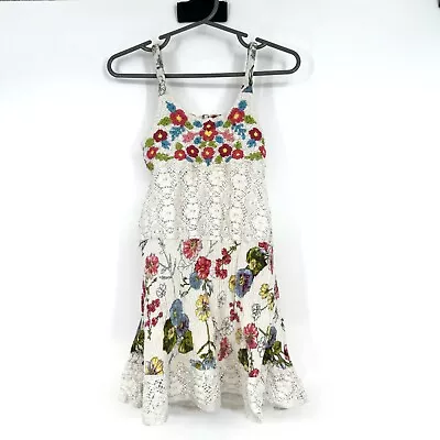 Mimi & Maggie Embroidered Floral Bodice Lacey Tie Back Dress A-Line Girls Size 4 • $8