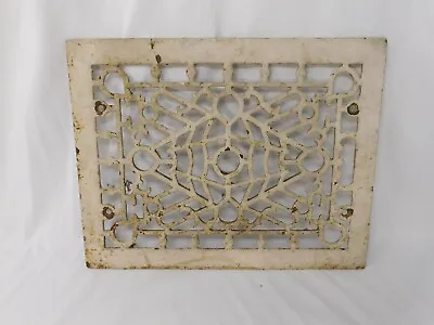 Antique Ornate Cast Iron Grate Old Floor Register Heat Vent 13.25” X 10.5” Paint • $59.99