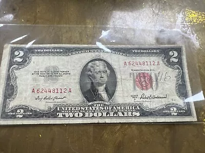 $ 2 Two Dollar Bill Series 1953 Red Seal Federal Reserve Note In Mint Condition • $500