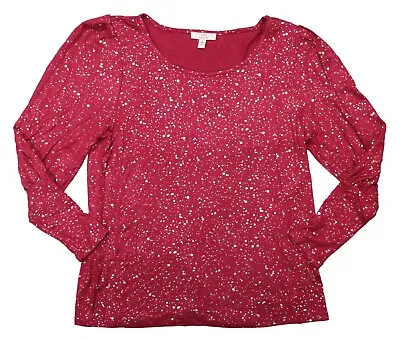 Como Vintage Speckled Metallic Long Sleeve Women's Pullover Top M NWT Red/Gold • $26.95