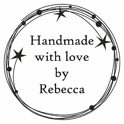 Personalised Handmade By Rubber Stamp Bespoke With Your Name And Stars Design • £15.95
