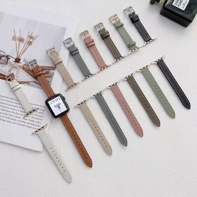 $17.99 • Buy Apple Watch Band Series 7 SE 6 5 4 3 2 1 Genuine Leather Strap IWatch Band 41/45
