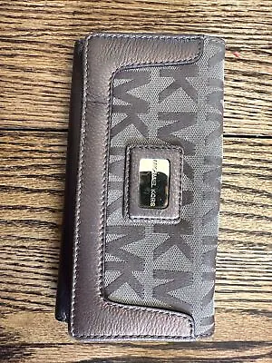 Michael Kors Gold Leather Tan Signature Trifold Long Wallet EUC • $35