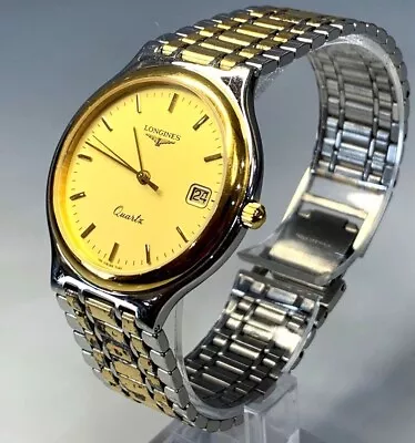 Longines Watch Vintage Men's 33mm Round Gold Date Quartz Swiss Made Date • $193.80
