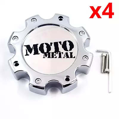 Set Of 4 Moto Metal Chrome 8 Lug Bolt-On Center Cap MO963 MO955 PN: 845L170R • $88