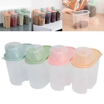 4X Cereal Dispenser Dry Food Pasta Rice Storage Containers Plastic Box 1.9/2.5L • £9.89