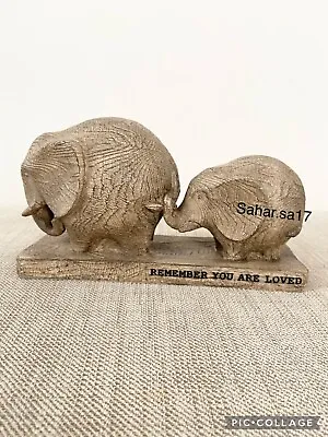 £16.80 • Buy Next Wooden Elephant Couple Ornament/home Office Animal Sculpture Figure Gift