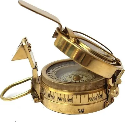 Vintage Solid Brass WWII Military Pocket Compass Gift • $22.82