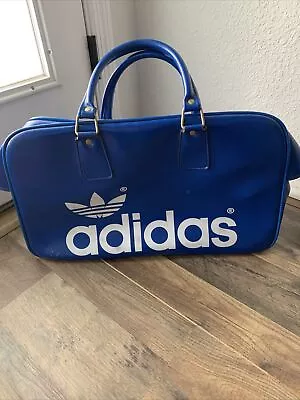 Vintage Rare 70's/80's Adidas Original Blue Leather Travel Duffle Gym Bag • $145