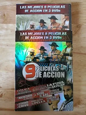 *DVD NUEVO* 9 Peliculas De Accion MARIO ALMADA FLAVIO PENICHE JORGE ALDAMA Y Mas • $12.71