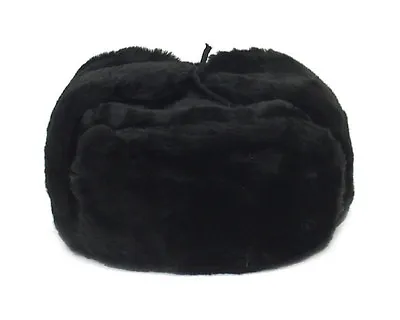  Authentic Russian Military Faux Fur Black Ushanka Hat • $32.50