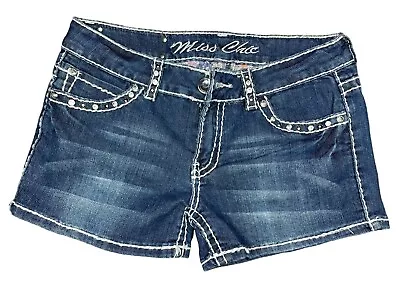 Miss Chic USA Womens Embellished Flap Pocket Denim Shorts Size M • $17.99