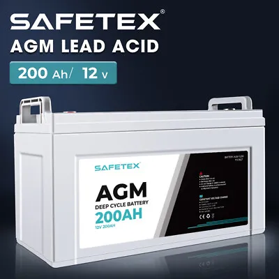 Safetex 12V 200Ah AGM Deep Cycle Lead Acid SLA Battery Solar Caravan Camping • $369.99