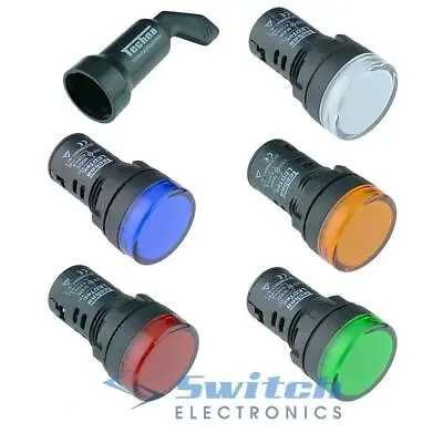 22mm Techna LED Pilot Light Indicator Panel Mount - 12V 24V 110V 230V • £6.09