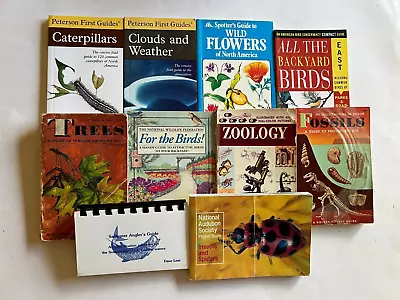$30.60 • Buy Lot Of 10 Vintage Golden Guides Audubon Peterson Field Nature Books FOSSILS BIRD