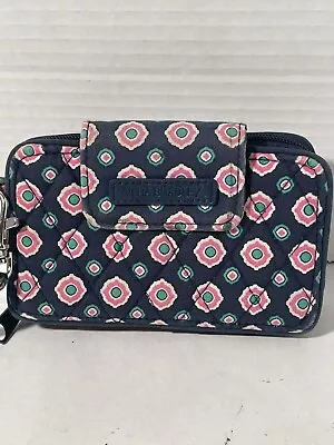 VERA BRADLEY Navy Blue Pink Wristlet/Wallet In Excellent Condition • $11