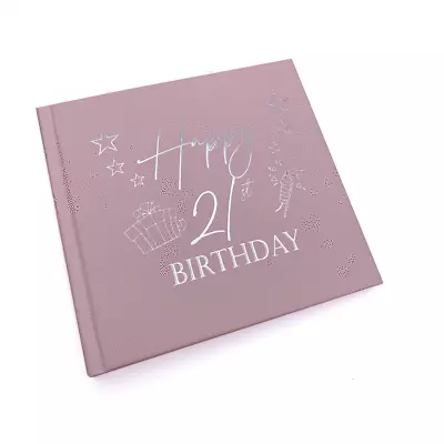 21st Birthday Gift For Her Pink Photo Album With Silver Present Script • £14.99