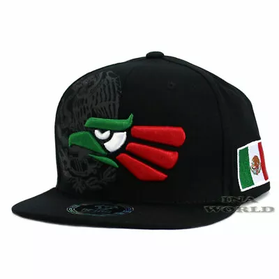 Mexican Hat Hecho En Mexico Eagle Aguila Snapback Baseball Cap-Black/Flag Eagle • $17.80