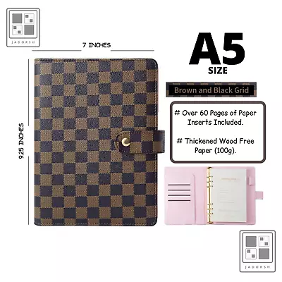 💗 Luxury Checkered Agenda Binder Planner Journal Notepad Gift A5 [Brown Pink] • $34.99