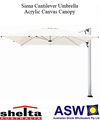 $2299.50 • Buy Square 300cm Shelta SIENA Cantilever Umbrella - Various Colours