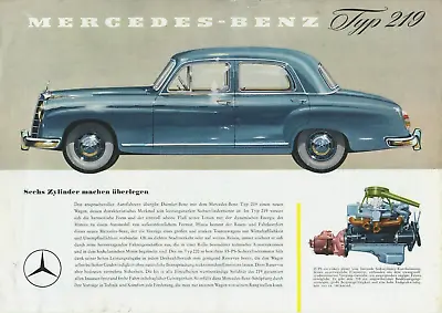 Mercedes-Benz 219 Ponton Late 1950s German Market Single Sheet Sales Brochure  • $53.06