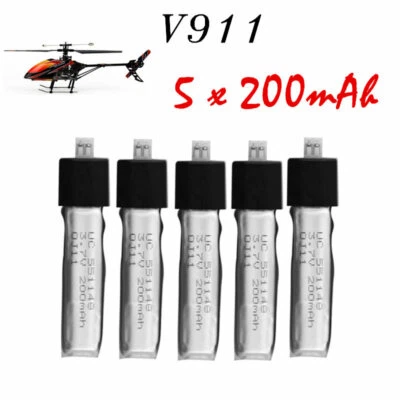 $25 • Buy 5PCS WLtoys V911 RC Helicopter 3.7V 200mAh 20C Upgraded USB Battery Parts V911