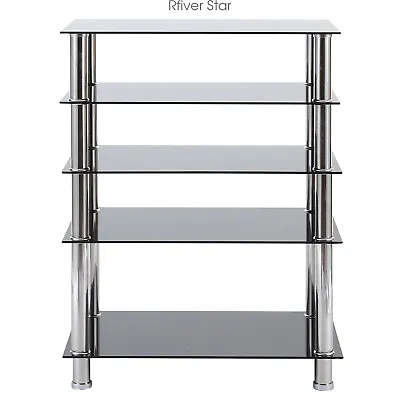 5 Tiers AV Component Tempered Glass Rack Stand Media Audio TowerBlack • $69.99