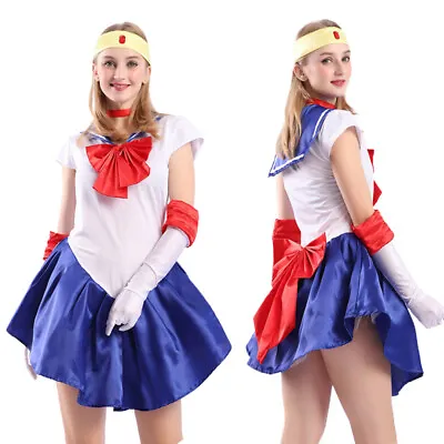 Women Girl Sailor Moon Cosplay Costume Usagi Tsukino Dress Outfit Halloween Wear • $34