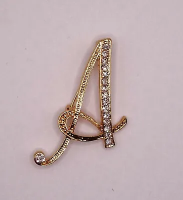 £4.80 • Buy Diamante Gold Initial Letter A Fashion Brooch Pin Brand New FREE P&P