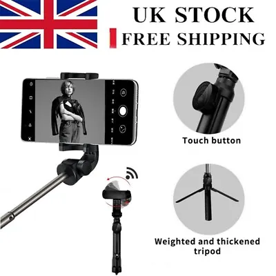 Telescopic Selfie Stick Bluetooth Tripod Monopod Phone Holder For Samsung IPhone • £7.19