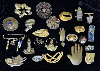 24 Vintage & Contemporary Brooch Pin Lot Some Signed • $36