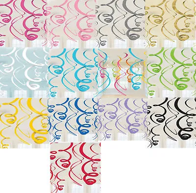 12 X Hanging Swirls Party Decorations Birthday Wedding Marquee Baby Shower Hen + • £3.50