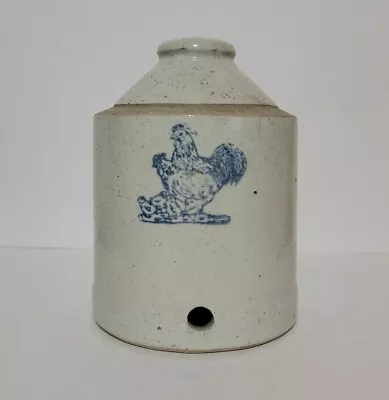 Antique Vintage Stoneware Crock Chicken Rooster Water Poultry Fountain Feeder • $54.99