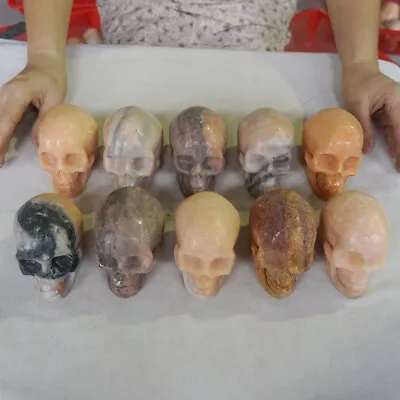 12.2LB 10Pcs Natural Sunstone Quartz Crystal Skull Carving Healing Brazil • $58