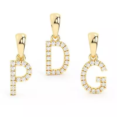 1.5  Round Cut Diamond Initial Pendant | 14K Yellow Gold • $238.50