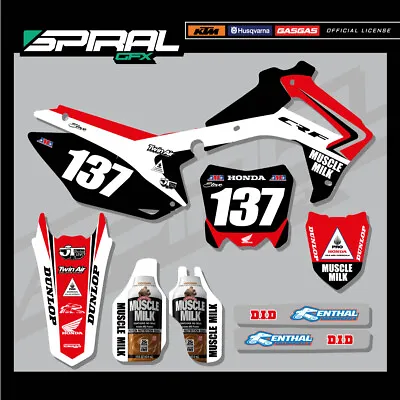 Custom MX Graphics Kit Muscle Milk Honda Factory CRF 250 450 2009 2013 2014 2015 • $147.77