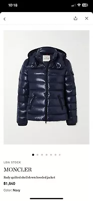 NWT Never Worn Moncler Glossy Bady Puffer Jacket Navy Size 1 / US 4 • $1500